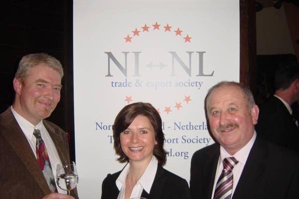 Hazel King of Lisburn Economic Devlopment team with Pat McCann and Klaas de Bruin