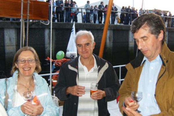 Mr and Mrs Richard Moore of Linden Foods exchange notes on dealing with the Dutch with Aidan Mc Grath.