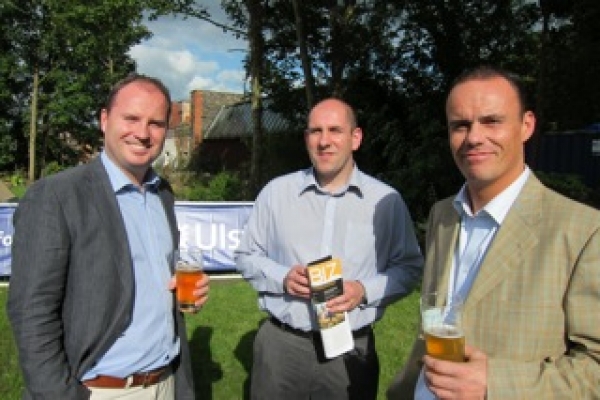 Dickson brothers Russell and Stuart of Lisburn company Decora Blinds with Paul Rodgers